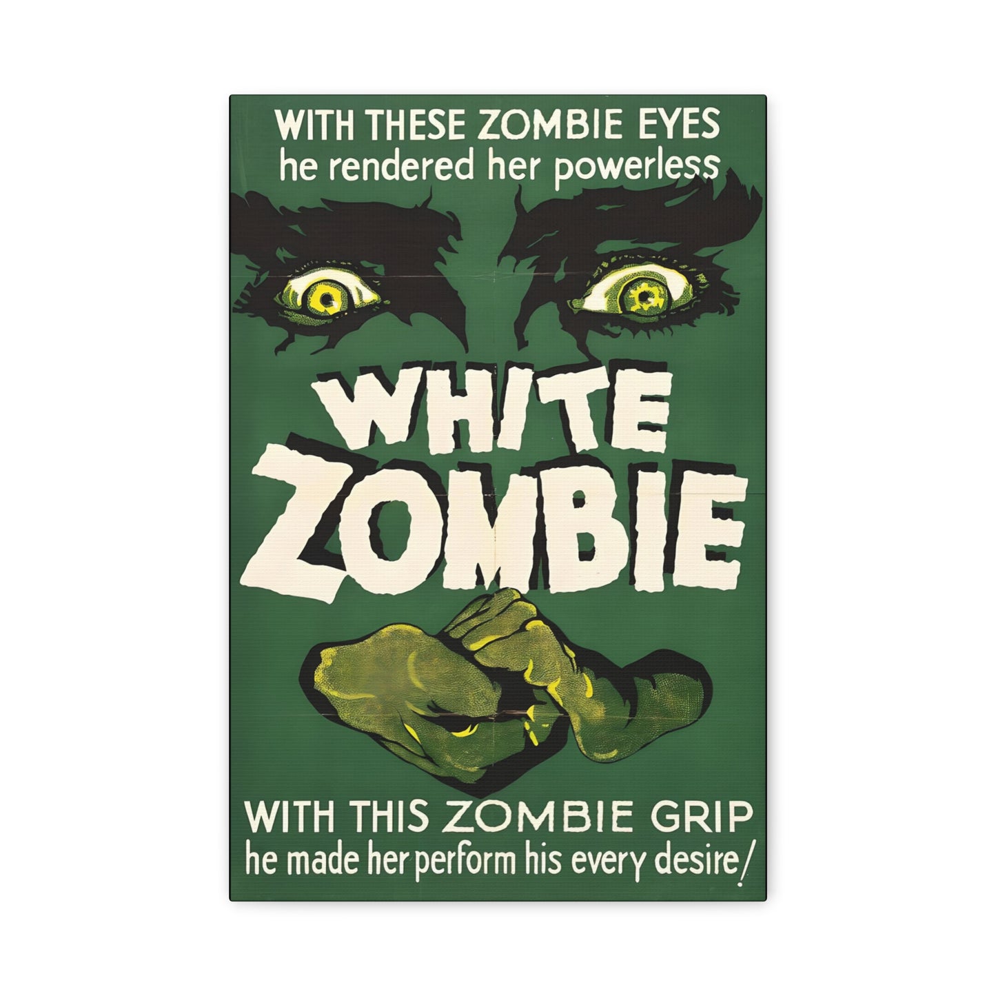 Retro Movie Classic Horror White Zombie Poster Art Canvas, Stretched, 1.25" Thick - FREE SHIPPING