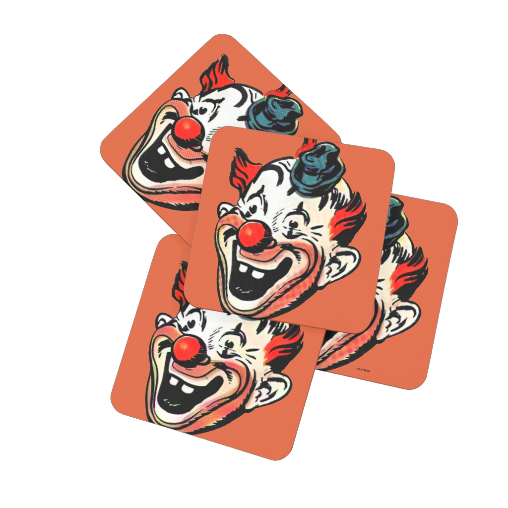 RAYGUN Creepy Clown Hardboard Coaster Set of 4