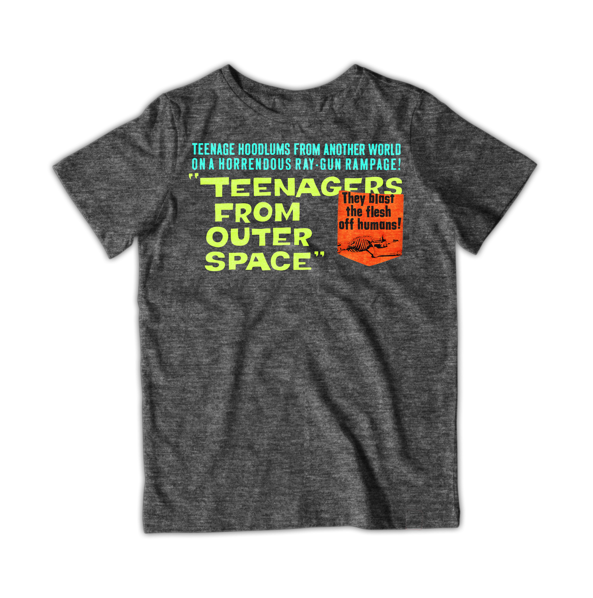 Raygun Teenagers From Outer Space Pocket T-Shirt Xs / Heather Graphite Tshirts