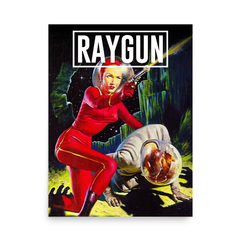 RAYGUN Space Woman Vintage Vertical Poster