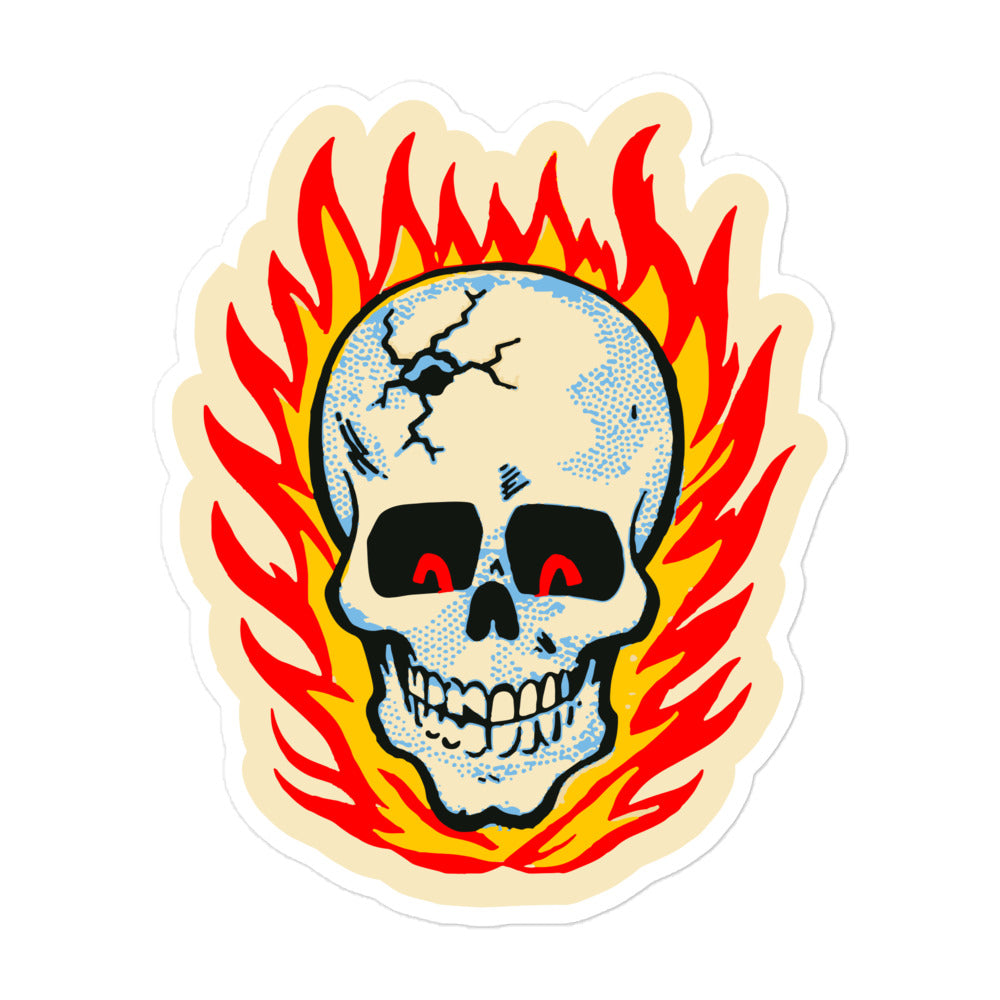 RAYGUN Hot Head Skull Bubble-free Kiss Cut Sticker