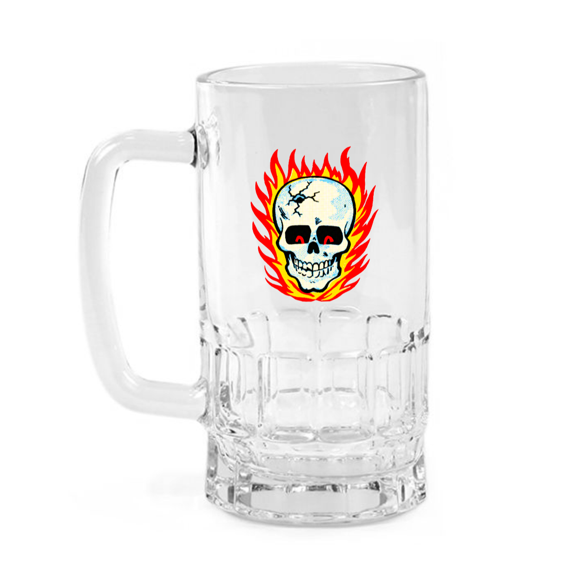 RAYGUN Hot Head Skull Glass Beer Mug
