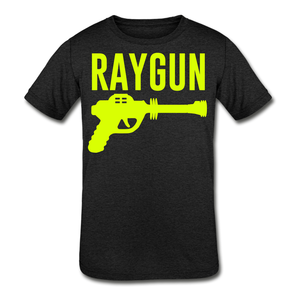 RAYGUN Single Gun Neon Yellow Youth Tri-Blend T-Shirt - heather black