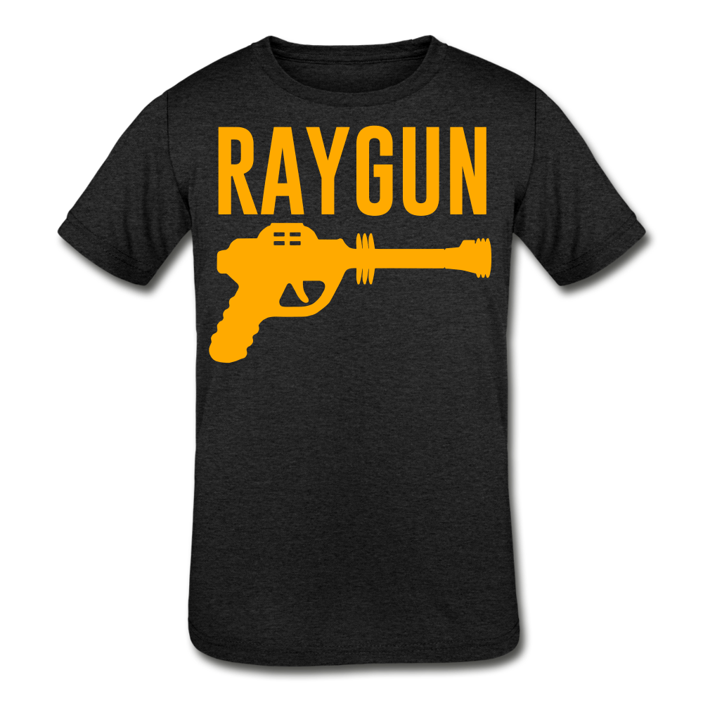 RAYGUN Single Gun Neon Orange Youth Tri-Blend T-Shirt - heather black