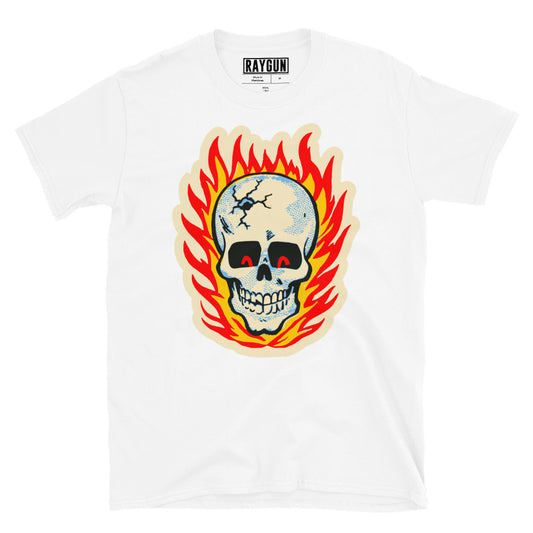 RAYGUN Hot Head Flaming Skull Short-Sleeve Unisex T-Shirt